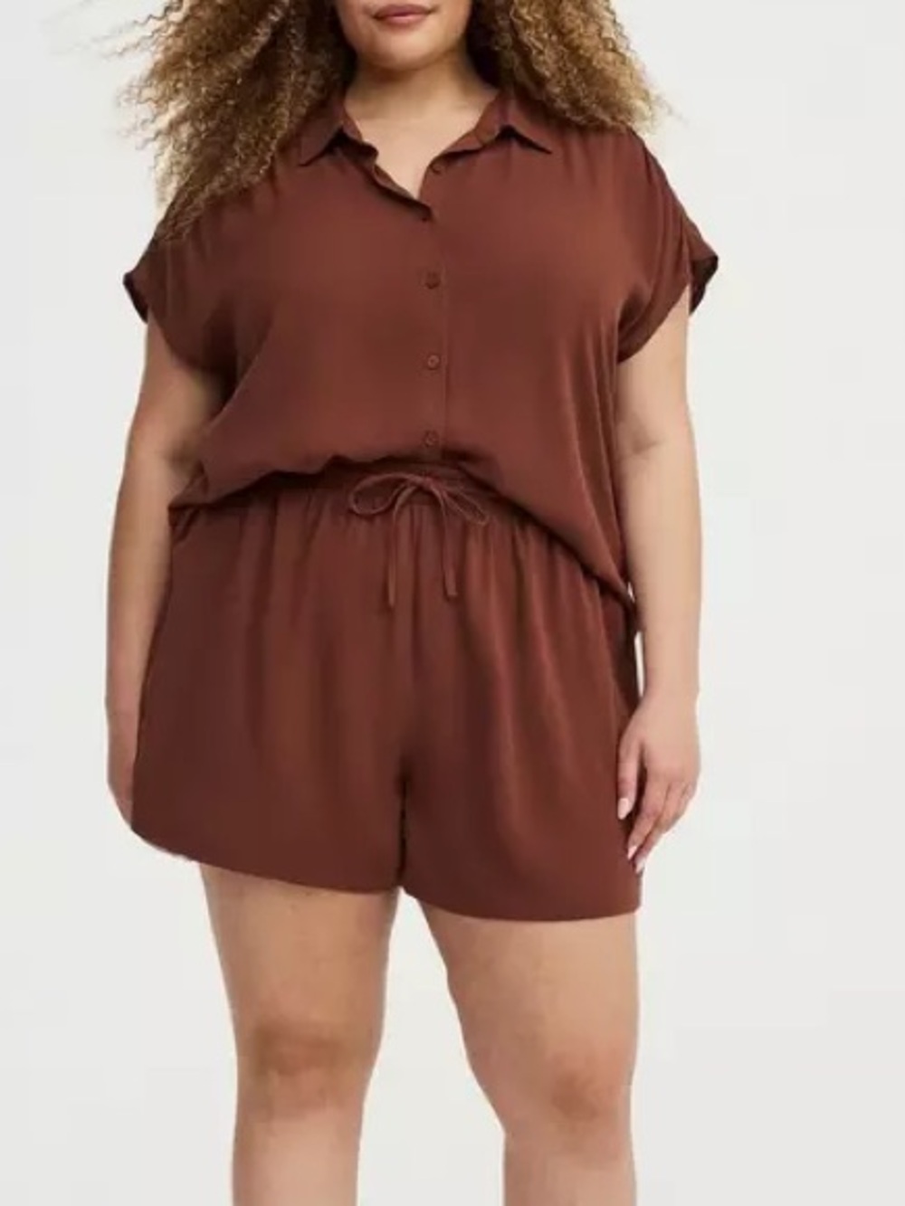 Torrid Crinkle Gauze Dolman Button Down Top And Short Sets NWOT size 1